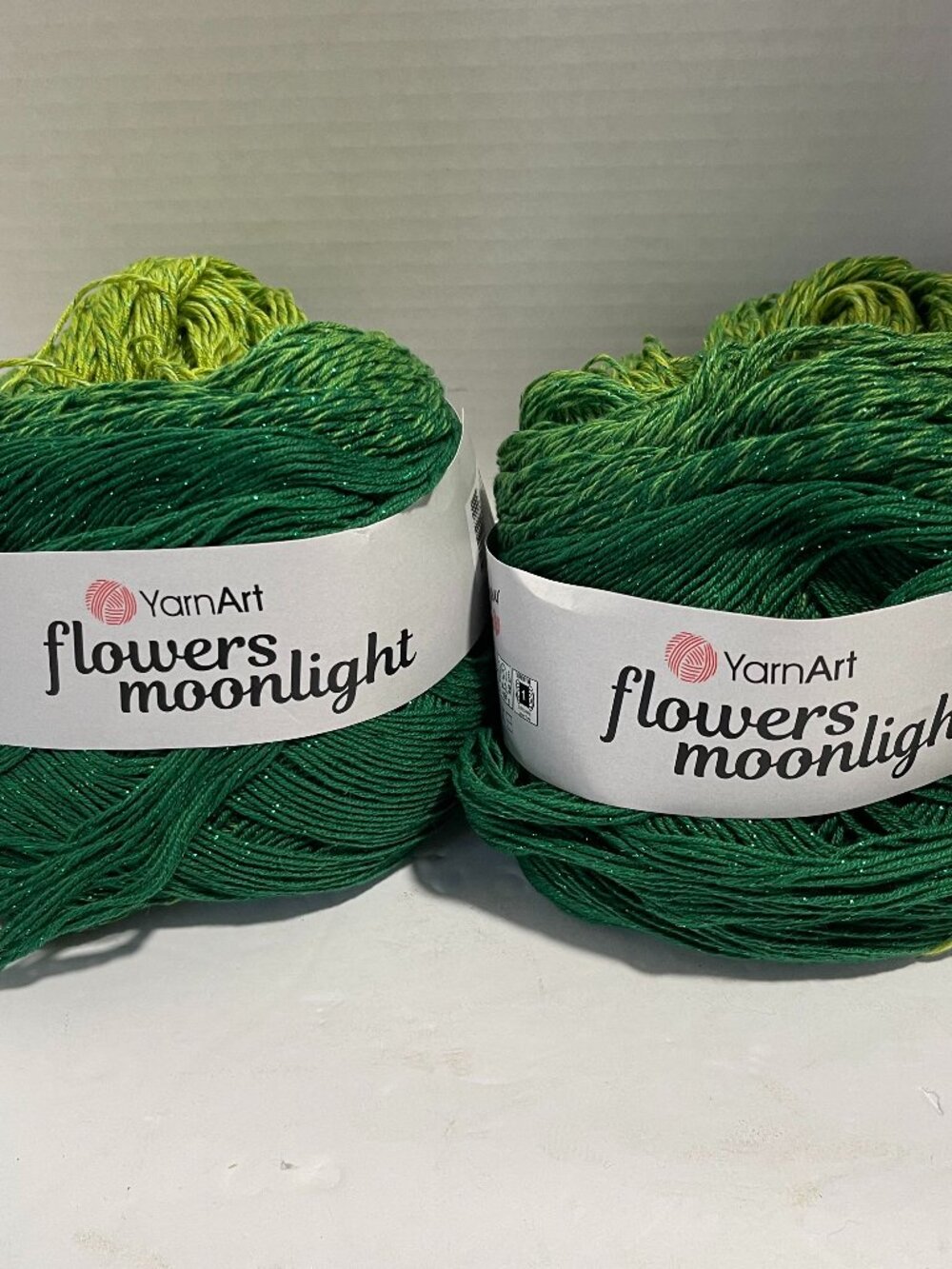 Yarn Art Flowers Moonlight Glitter GREEN(3283) 1000M 2 Skeins Cotton Blend